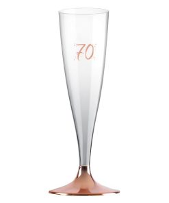 70th Rose Gold Champagne Flutes – 140ml