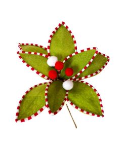 Lime/Red Poinsettia Pick – 11″