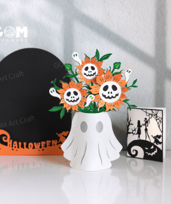 Flower Pop-up Card Template, Halloween Lantern Paper Cut SVG, 3D Halloween Paper cut Card, Paper Lantern SVG cut file for Cricut GOMArtCraft