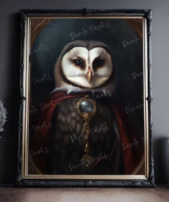 RaveIn Prints – Renaissance Owl, Dark Academia, Gothic Home Decor, Dark and Moody Wall Art, Captivating Art