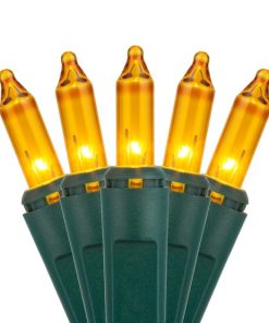 50 Gold Light Set, Green Wire, Polybag