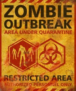 Zombie Outbreak Halloween Sign – Decor Prop Road and Lawn Decoration
